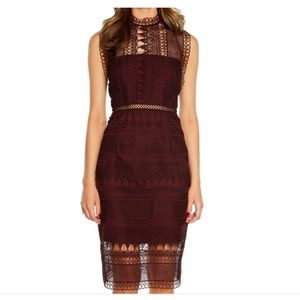 Nordstrom Deep Red Lace Midi Dress
